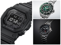 图为卡西欧 GW-5000HS-1（左）、精工 Prospex SRPL53K1（右上）和西铁城 Promaster 机械 GMT 手表（右下）。(图片来源：卡西欧、精工、西铁城）