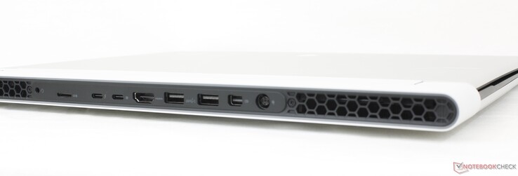 后部：3.5 毫米耳机、1 个 USB-C 接口（带 Thunderbolt 4 + USB4 + PD + DisplayPort 1.4）、1 个 USB-C 3.2 Gen.