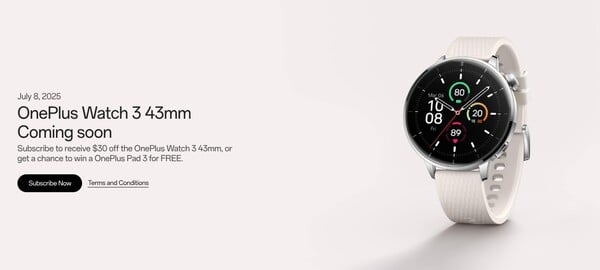 OnePlus Watch 3 43mm 将于 7 月 8 日在多个市场上市。(图片来源：OnePlus）