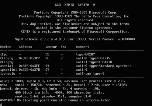 微软推出 Xenix，旨在为微型计算机创建类似 Unix 的操作系统（来源：微软）