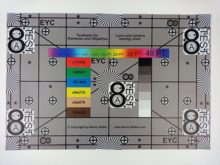 A photo of our test chart