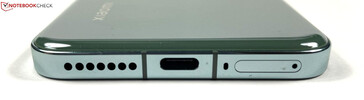 底部：扬声器、USB-C 3.0、麦克风、双 SIM 卡