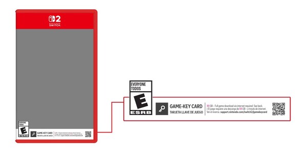 任天堂 Switch 2 游戏密钥卡包装示例。(图片来源：任天堂）