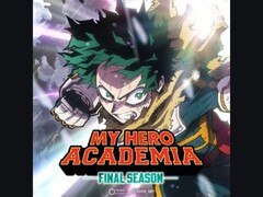 我的英雄学院》（My Hero Academia：我的英雄学院：最终季》的宣传海报，绿谷出久（Deku）在动感的背景衬托下，活力四射，表情凝重。(图片来源：@MHAOfficial via X)