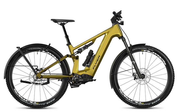 飞扬的Goroc TR:X电动自行车在Curcuma Gloss。(图片来源：Flyer Bikes)