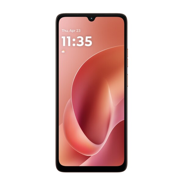 Moto G06 配备了更大的 HD+ 显示屏，但将打孔设计换成了水滴形凹槽（图片来源：摩托罗拉）