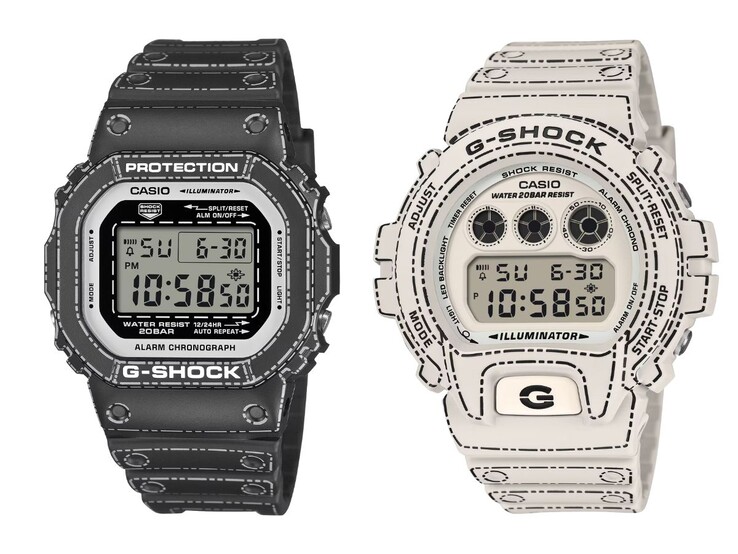 卡西欧 G-Shock DW-5600RGM-1（左）和 DW-6900RGM-5（右）手表。(图片来源：卡西欧）