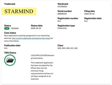 SpaceX“Starmind”人工智能卫星星座商标