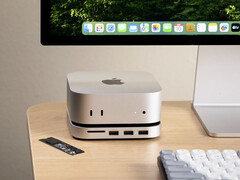 Satechi 的 Mac Mini 底座支持各种 M.2 固态硬盘,不仅仅是这里展示的 M.2 2280。(图片来源:Satechi)