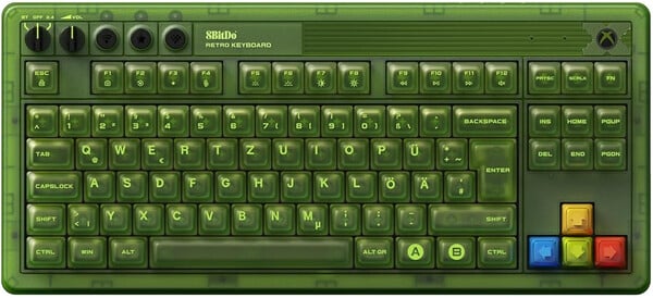 8BitDo 复古 87 机械键盘 Xbox 版 DE 布局。(图片来源:8BitDo)