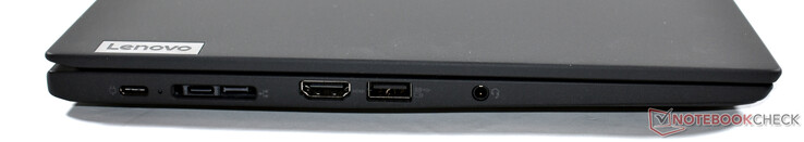 左边：2个USB-C 3.2 Gen 2，迷你以太网/扩展坞端口，HDMI 2.0，USB-A 3.2 Gen 1，3.5毫米音频