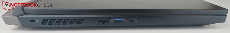 左边：Kensington、LAN、USB-A、耳机接口