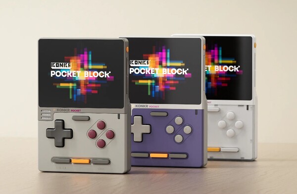 Ayaneo Konkr Pocket Block,提供原始灰、立方紫和原子白三种配色。