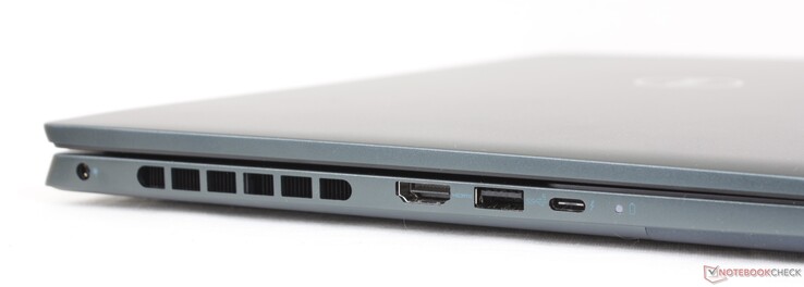 左边：AC适配器，HDMI 2.0，USB-A 3.2 Gen. 1，USB-C w/ Thunderbolt 4 + DisplayPort + Power Delivery