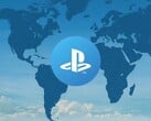 世界地图上显示的PlayStation账户徽标