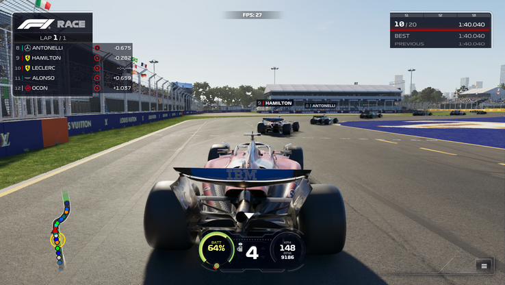 打开路径跟踪功能的 F1 25（图片来源：Anil Ganti，Notebookcheck）