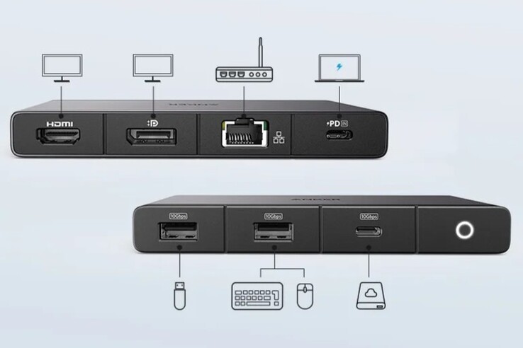 Anker 556 USB-C集线器（8合1，USB4）。(图片来源: Anker)