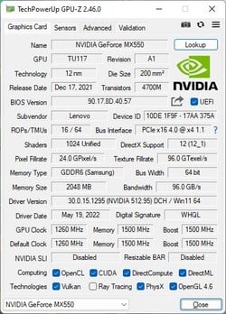 GPU-ZGeForce MX550