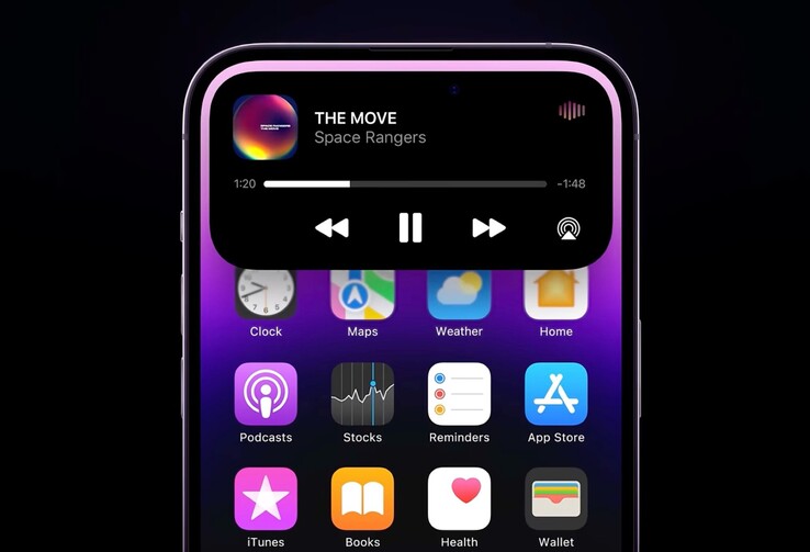 Dynamic Island 可以在 iPhone 上播放音乐，也可以设置计时器等持久的活动。