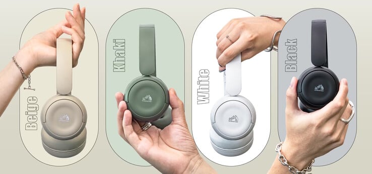 JVC Kenwood HA-S60W 耳机有米色、卡其色、白色和黑色四种柔和的磨砂色可供选择。(图片来源:JVC Kenwood)