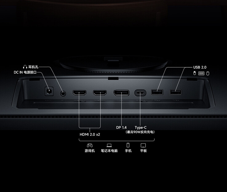 红米 A27U 2026 Type-C 显示器的连接端口（图片来源：小米）