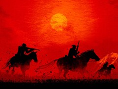 红色死亡救赎 2》人物骑马剪影。(图片来源：Rockstar）