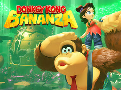 Donkey Kong Bananza 作品展示了大金刚和宝莲以及徽标(图片来源:任天堂美国公司,有编辑)。