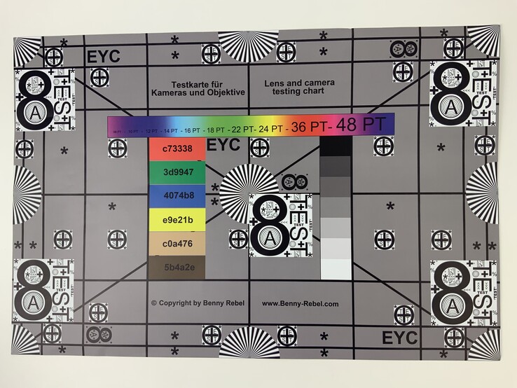 A photo of our test chart