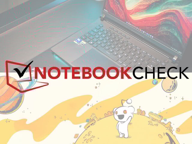 笔记本电脑上的 Notebookcheck 徽标和 Reddit 图形。(图片来源:Notebookcheck 和 Reddit,有编辑)