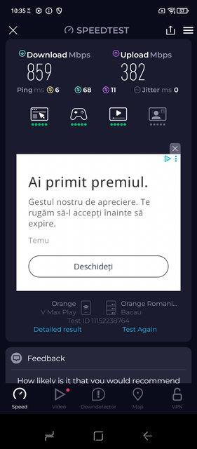 Ookla Speedtest，运行 1（图片来源：屏幕截图 - Sergey Tarasov - Notebookcheck）