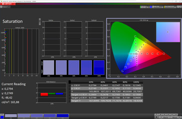 饱和度（色彩模式：正常，色温：标准。 目标色彩空间：sRGB）。