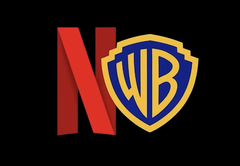 与 WB HBO Max 合并后，Netflix 将成为首屈一指的流媒体平台。图为 Netflix 和 WB 的标志。(图片来源：@actionecomics on X）