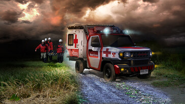 丰田还展示了基于 IMV 0 的红十字会救护车辆。