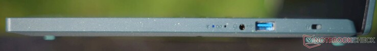 右侧：LED 指示灯、3.5 毫米音频插孔、USB-A 3.2 Gen1、Nano Kensington