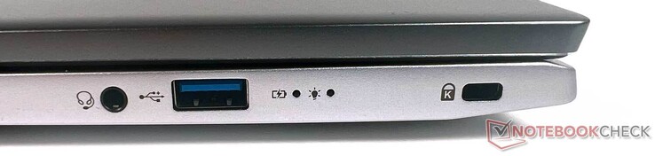 右边：1个3.5毫米插孔，1个USB type-A 3.1 gen.1，1个Kensington