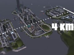 鸟瞰《GTA III》自由城的 4KM 地图和三个岛屿