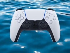 图为浸入水中的 DualSense PS5 控制器（图片来源：索尼 PlayStation，有编辑）