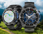 Rogbid GeoX1 智能手表（图中是两块显示不同内容的手表）采用 1.43 英寸 AMOLED 显示屏。(图片来源：Rogbid）