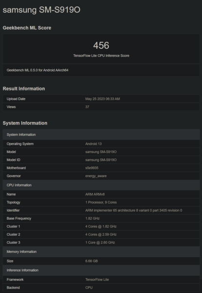 Exynos 2300 Geekbench列表（图片来自Geekbench）