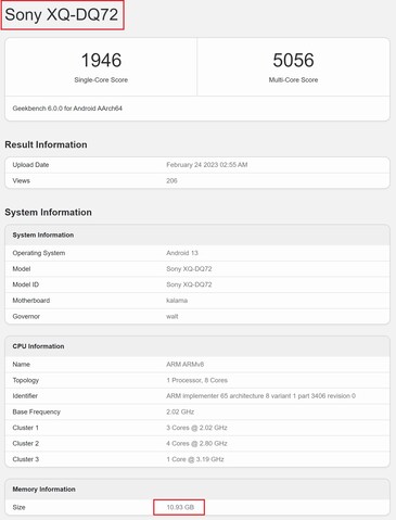 可能是Xperia 5 V.（图片来源：Geekbench）。