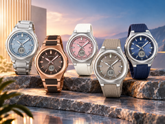 Casio Baby-G BGA-3000C-2A、BGA-3000CG-5A、BGA-3000-2A、BGA-3000-5A 和 BGA-3000-7A(从左到右)