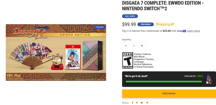 Disgaea 7 Complete：Ewwdo 版库存情况（图片来源：截图，NIS America）