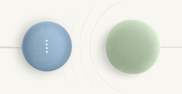 Google Home 扬声器可与其他 Nest 扬声器和 Nest 显示器组合使用。(图片来源：谷歌）