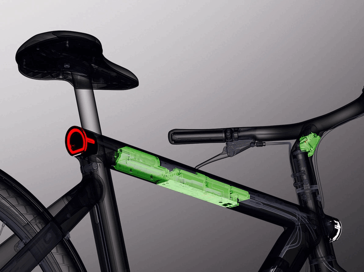 VanMoof S6 系列拥有 487 Wh 不可拆卸电池（图片来源：VanMoof）