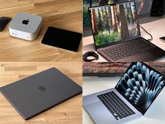 Apple Mac mini、MacBook Air 和 MacBook Pro 的拼贴图，可能与即将推出的 M5 系列相似（图片来源：Notebookcheck）