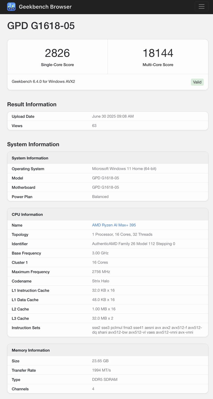 (图片来源：Geekbench）