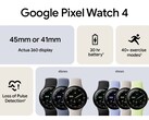Pixel Watch 4 的官方外观宣传图。(图片来源：Evan Blass on X）