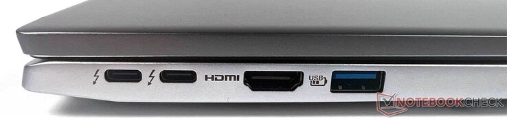 左边：2个Thunderbolt 4，1个HDMI 2.1，1个USB type-A 3.1 gen.1