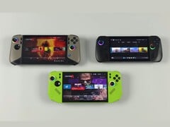 微星 Claw A8、华硕 ROG Ally X 和微星 Claw 8 AI+ 等三款掌上游戏机的俯视图（图片来源：ETA PRIME via YouTube）