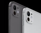 Apple 太空黑和银色的 iPad Pro M5，展示其纤薄机身和单后置摄像头。(图片来源：Apple)